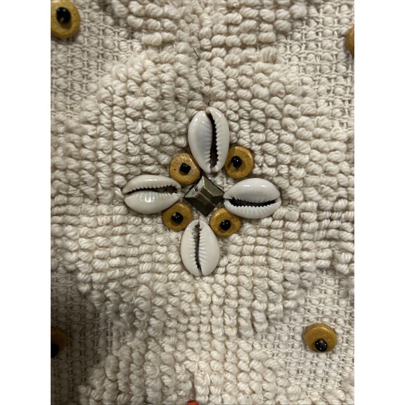 NWT World Market Beige Shopping Tote Bag Havana Shells Beads Coins Beach - Picture 3 of 8